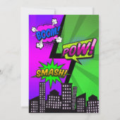 Girl Comic Book Superhero Invitation d'anniversair (Dos)