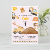 Girl Construction Birthday Invitation (Debout devant)