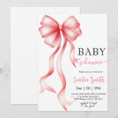 Girl Coquette Bow Baby shower Kaart (Voorkant / Achterkant)