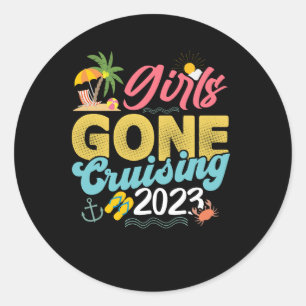 Girl Cruise Vacking Girls Trip Boat Cruising Summ Ronde Sticker
