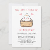 Girl Cute Little Dumpling Hearts Baby Shower Kaart (Voorkant)