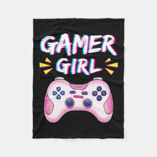 Girl Cute Pink Controller Video Game Girl Gaming Fleece Deken