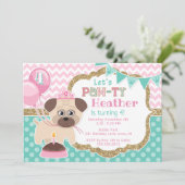 Girl Cute Princess Puppy Pawty Invitation Annivers (Debout devant)