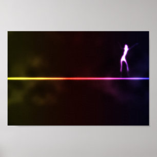 Girl-dancin-on-neon-light-line121 DANCING SHADOW A Poster