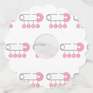 Girl Diaper Pin Wijnglaslabel