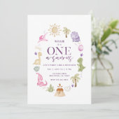 Girl Dino One-a-saurus 1er anniversaire Invitation (Debout devant)