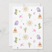 Girl Dino One-a-saurus 1er anniversaire Invitation (Dos)