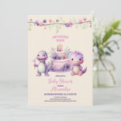 Girl Dinosaur Baby shower Kaart (Staand voorkant)