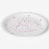 girl dinosaur birthday party cute papieren bordje (Gekanteld)