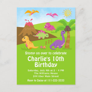 Girl Dinosaurs Birthday Party Briefkaart