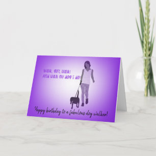 Girl Dog Walker Birthday Card Kaart