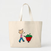 Girl Doing Yardwork Bag Grote Tote Bag (Voorkant)