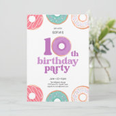 Girl donut 10th Birthday Party Invitation (Debout devant)