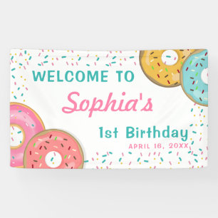 Girl Donut 1st Birthday Party confetti Banner