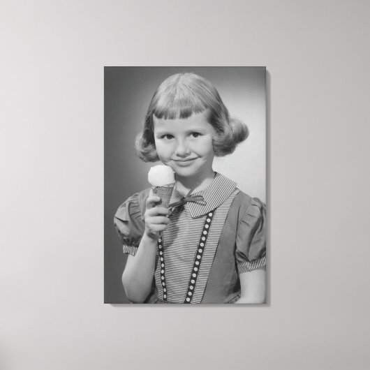 Girl Eating Ice Cream Canvas Afdruk (Voorkant)