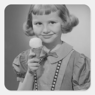 Girl Eating Ice Cream Vierkante Sticker