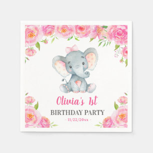 Girl Elephant 1e 2e verjaardag Partij Little Peanu Servet