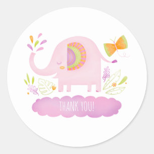 Girl Elephant Baby shower Bedankt voor je Sticker