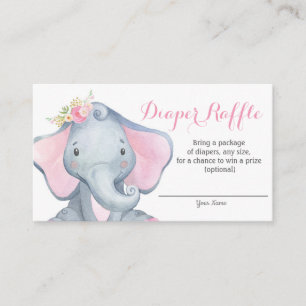 Girl Elephant Baby shower Diaper Raffle Card Informatiekaartje