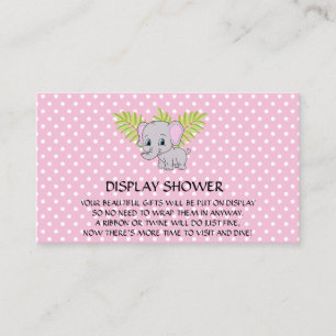 Girl Elephant Baby shower Display Shower Pink Informatiekaartje