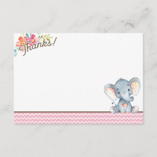Girl Elephant Baby shower Hartelijk dank Bedankkaart