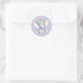 Girl Elephant Baby shower Paars Ronde Sticker (Tas)