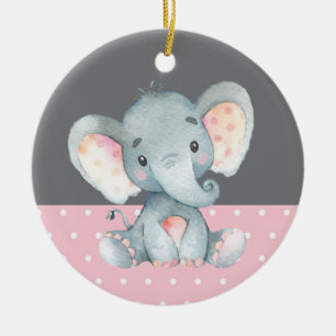 Girl Elephant Baby shower Roze Keramisch Ornament