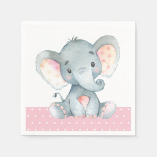 Girl Elephant Baby shower Roze Servet