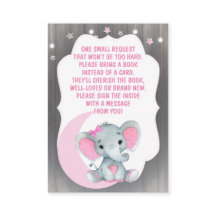 Girl Elephant Book Request Kaart voor Baby shower