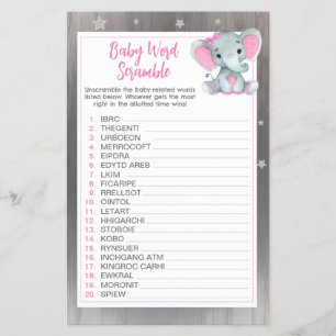 Girl Elephant Crescent Stars Word Scramble Game Flyer