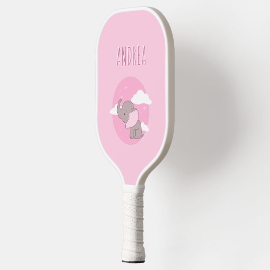 Girl Elephant Cute Pink Dreamweaver Clouds Kinder  Pickleball Paddle (Links)