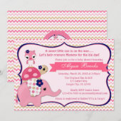 Girl Elephant Ellie Baby Shower Invitations (Devant / Derrière)