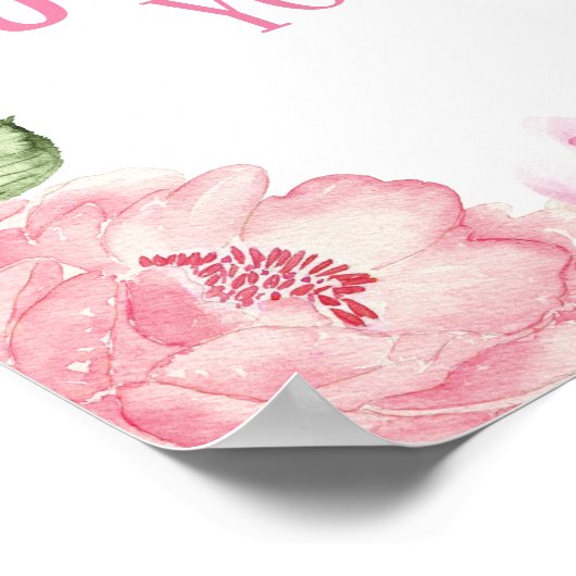 Girl Elephant Welcome Sign Baby Floral Poster (Hoek)