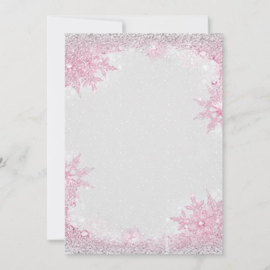 Girl Elephant Winter Snowflake Baby shower Kaart (Achterkant)