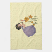 Girl Elf Fairy Daffodil Antiek Pasen Theedoek (Verticaal)