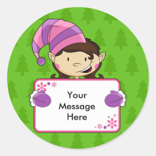 Girl Elf kerstcadeau Label Sticker