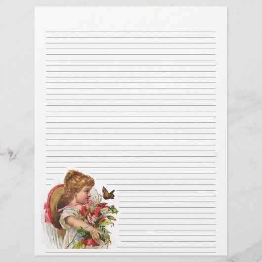  Girl en Flowers Lined Letterhead (Voorkant)