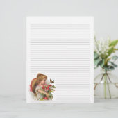  Girl en Flowers Lined Letterhead (Staand voorkant)