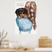 Girl en haar Poster Dachshund (Keuken)