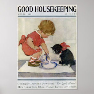 Girl en Kitten, Jessie Willcox Smith Poster