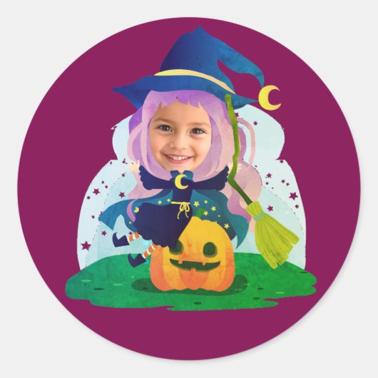 Girl Face Personalized Ronde Sticker (Voorkant)
