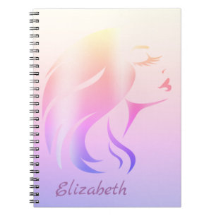 Girl Face Silhouette, Ombre - Gepersonaliseerd Notitieboek