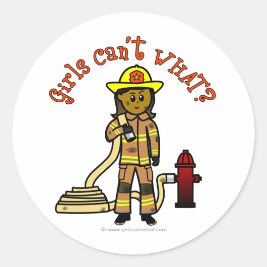 Girl Firefighter Ronde Sticker (Voorkant)