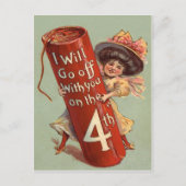 Girl Firework Firecracker Uitnodiging (Voorkant)