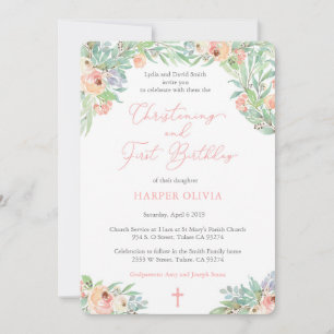 Girl First Birthday en Christening Spring time Kaart