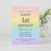 Girl First Birthday Mermaid Rainbow Kaart (Staand voorkant)