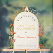 Girl First Communion Wildflowers Gold Arch Welcome (Neutre)