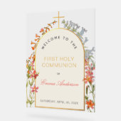 Girl First Communion Wildflowers Gold Arch Welcome (Angle)