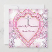 Girl First Heilige Commune Pink Heart Kaart (Voorkant)
