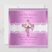 Girl First Heilige Commune White Lace Pink Pearl Kaart (Voorkant)